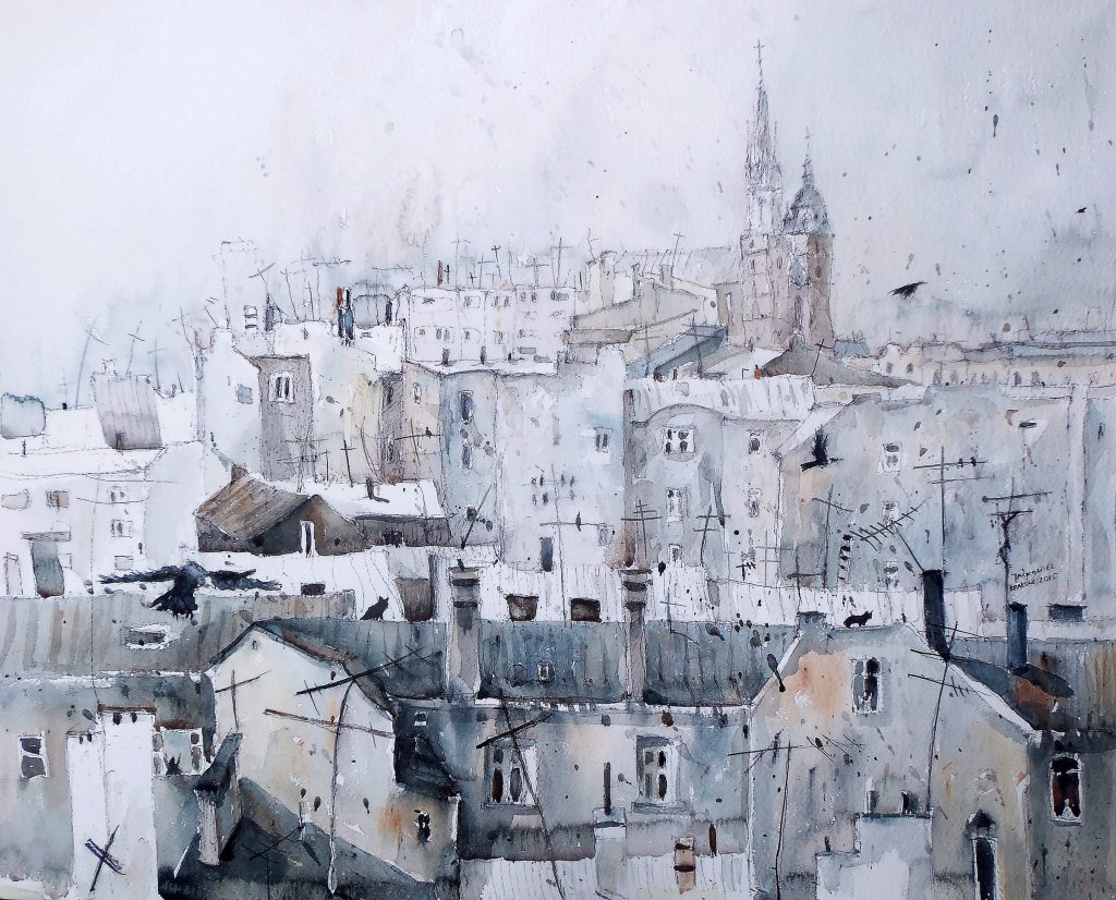 Marek Jaśkowiec — KRAKÓW CALLING - akwarela, papier