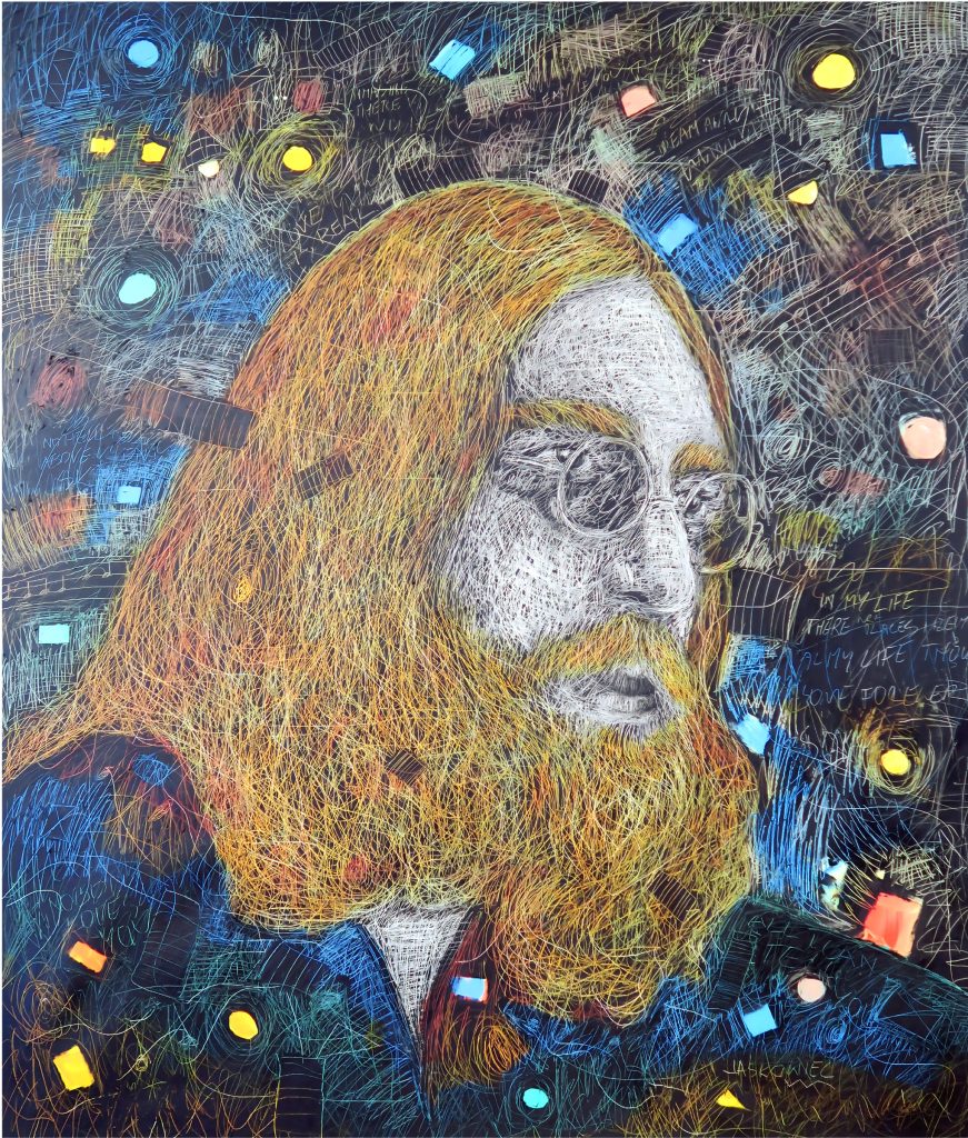 Marek Jaśkowiec — seria KOSMOS — LENNON, techniki mieszane i własne
