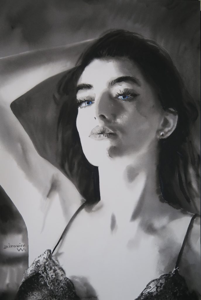 Marek Jaśkowiec — PORTRET KOBIETY - akwarela, papier