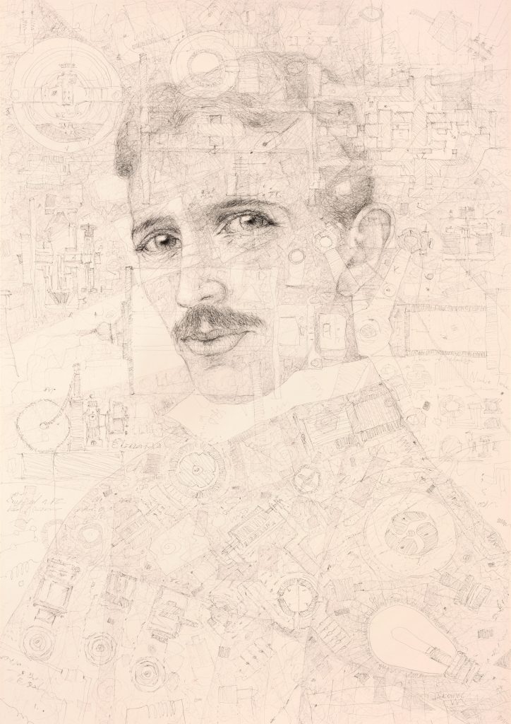 Marek Jaśkowiec — TESLA - tusz, papier / 100x70cm